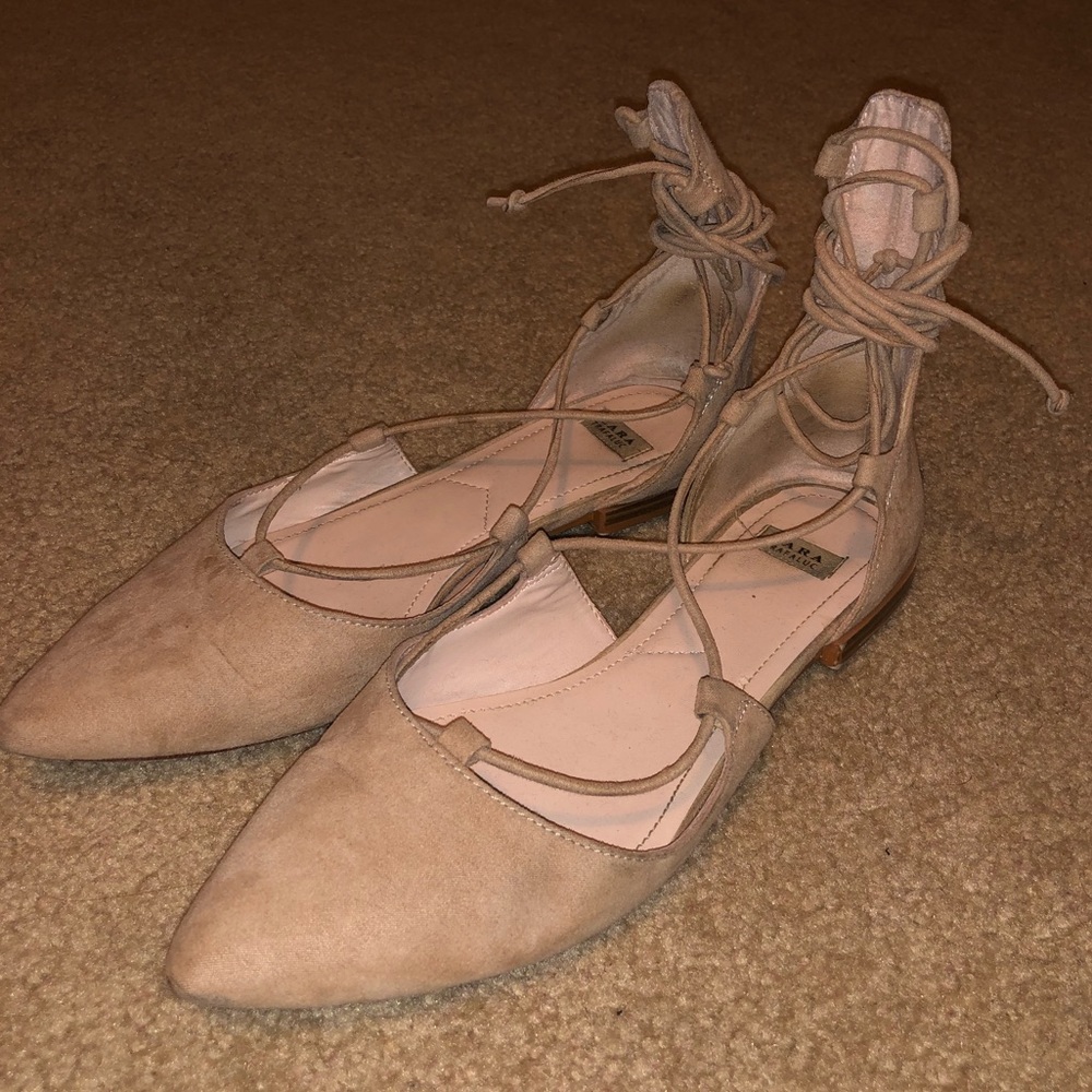 Zara Suede flats with cross cross strap